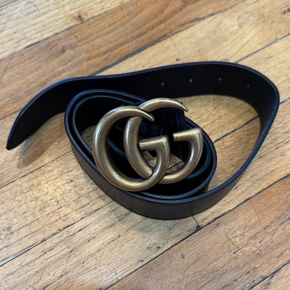Gucci Black Belt with Gold Buckle